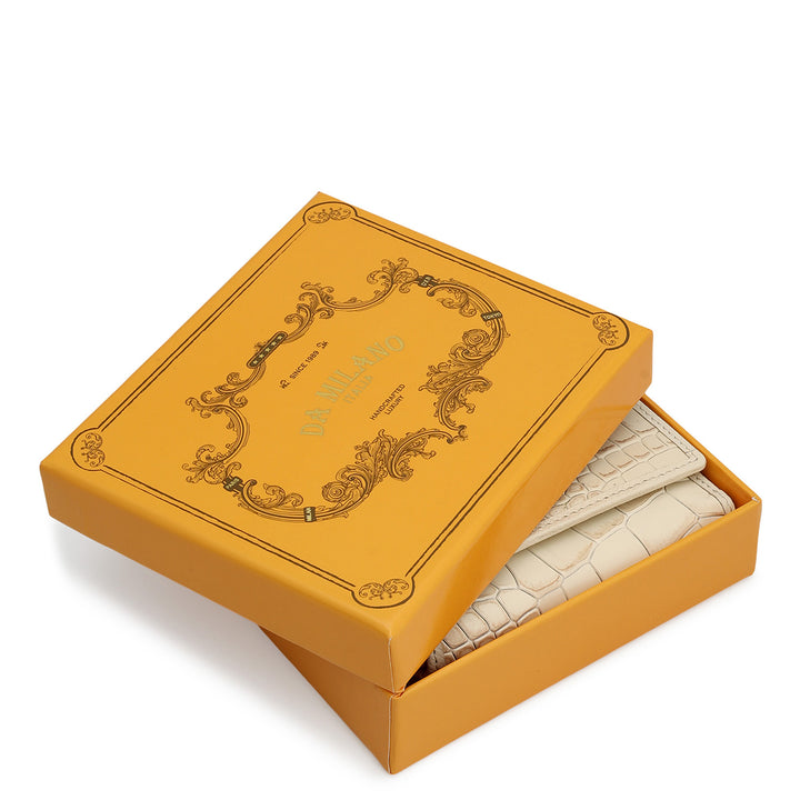 Croco-Texture Compact Wallet - Marshmallow