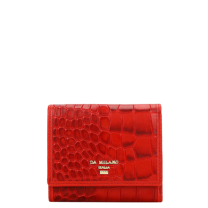 Croco-Texture Compact Wallet - Red
