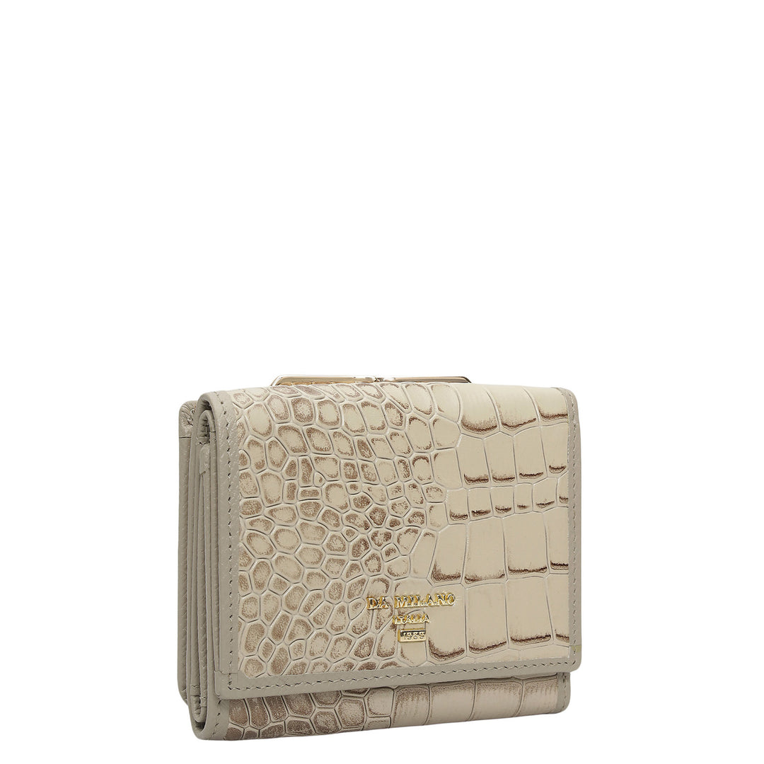 Croco Leather Ladies Wallet - Frost