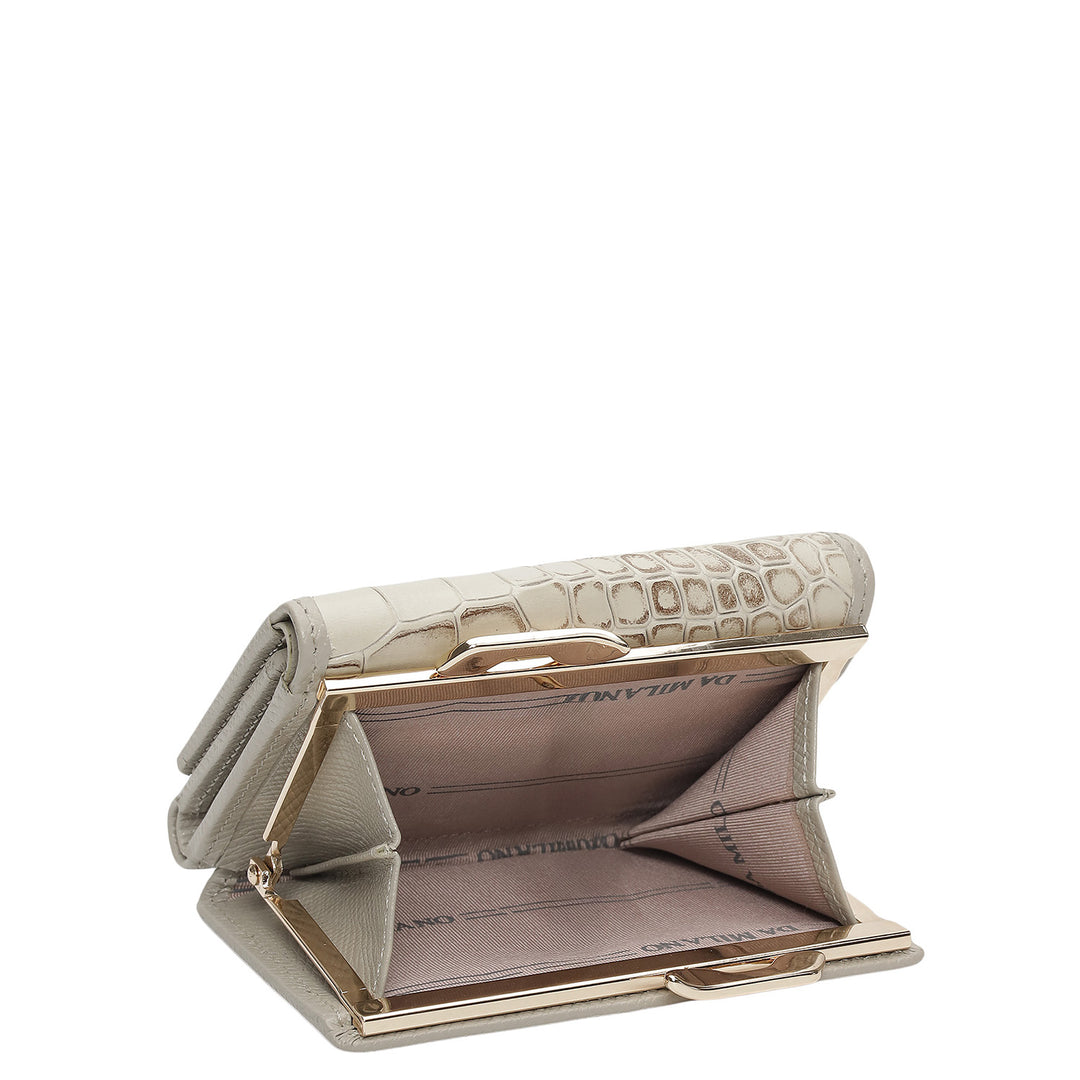 Croco Leather Ladies Wallet - Frost