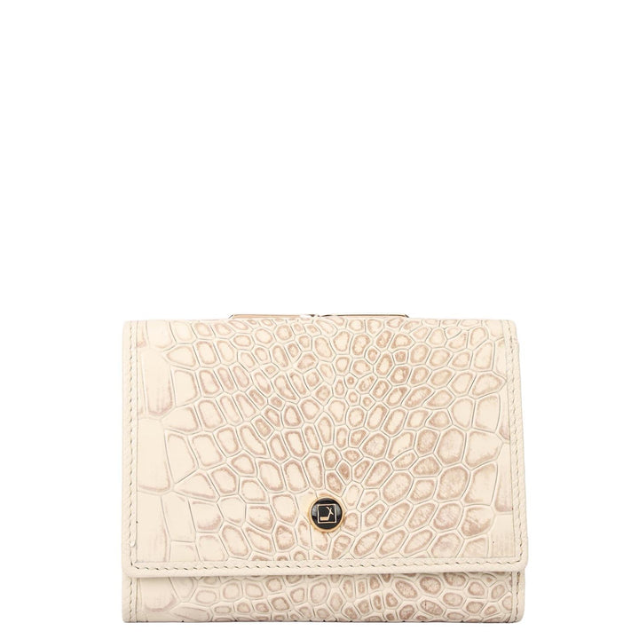 Croco Leather Ladies Wallet - Marshmallow