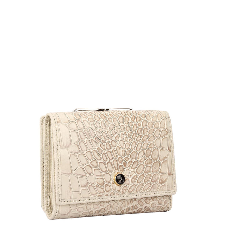 Croco Leather Ladies Wallet - Marshmallow