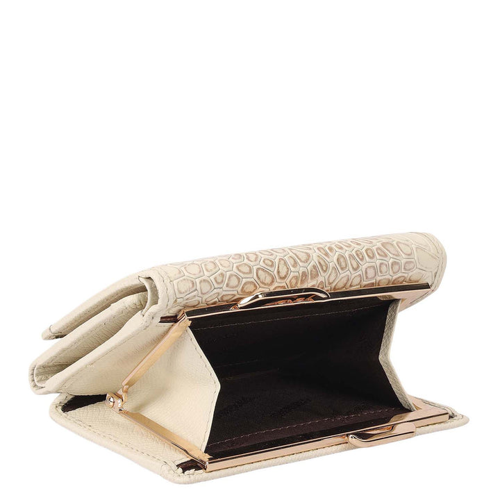 Croco Leather Ladies Wallet - Marshmallow