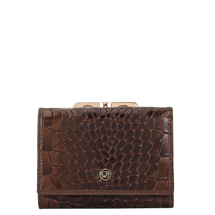 Croco Leather Ladies Wallet - Walnut