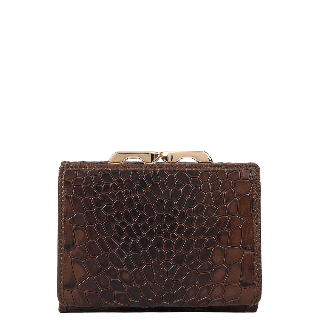Croco Leather Ladies Wallet - Walnut