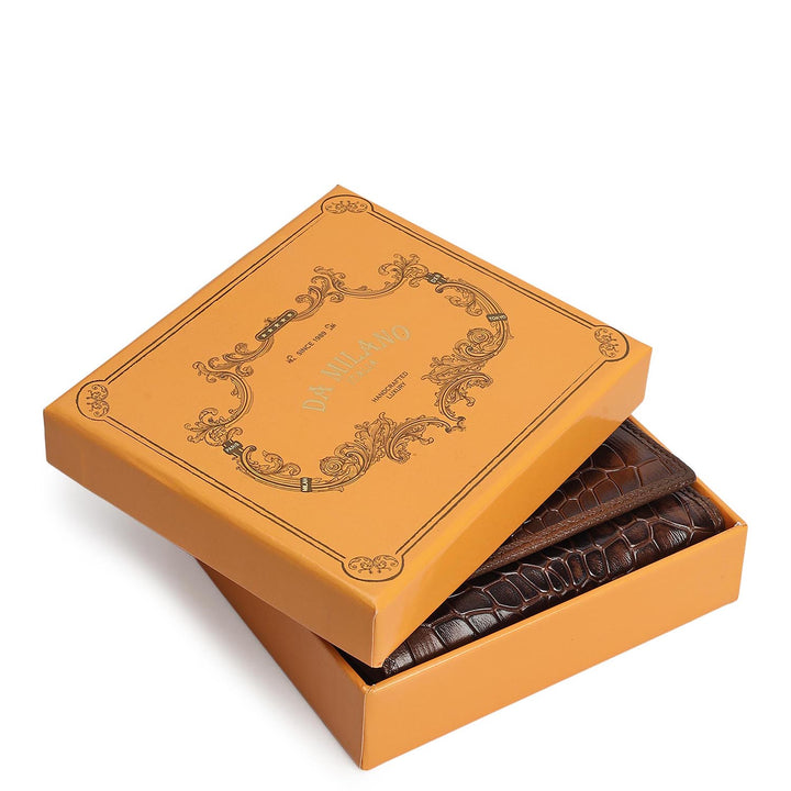 Croco Leather Ladies Wallet - Walnut