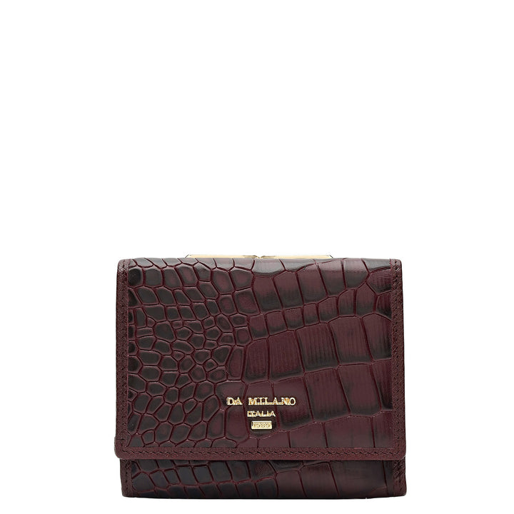 Croco Leather Ladies Wallet - Wine