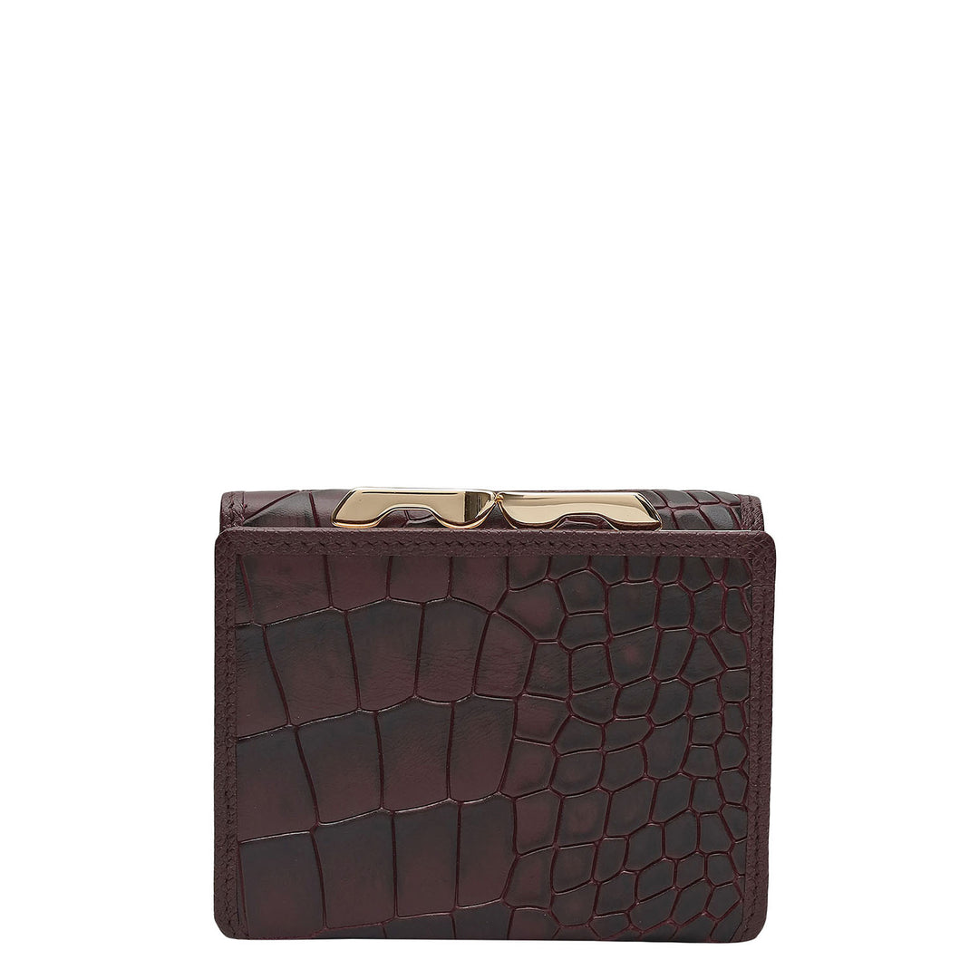 Croco Leather Ladies Wallet - Wine