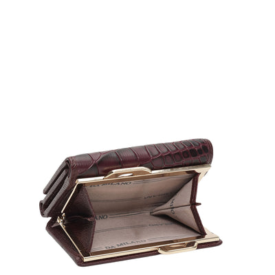 Croco Leather Ladies Wallet - Wine