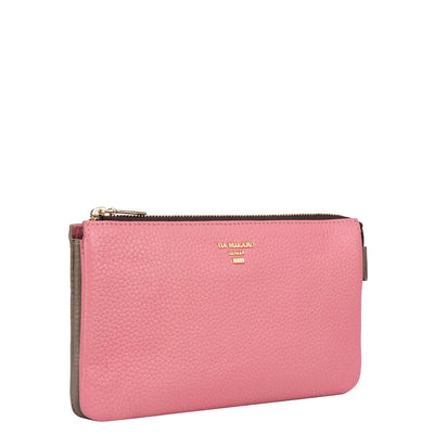 Wax Leather Ladies Wallet - Hyper Pink & Taupe