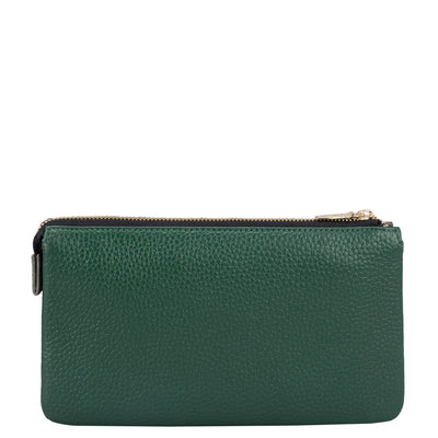 Wax Leather Ladies Wallet - Sage & Green