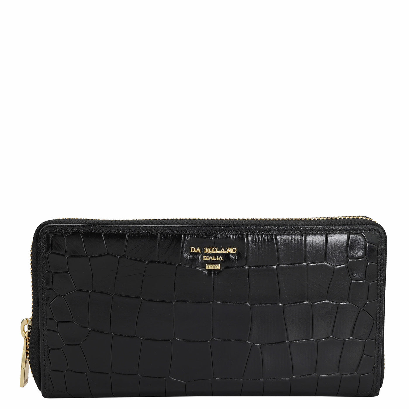 Croco Leather Ladies Wallet - Black