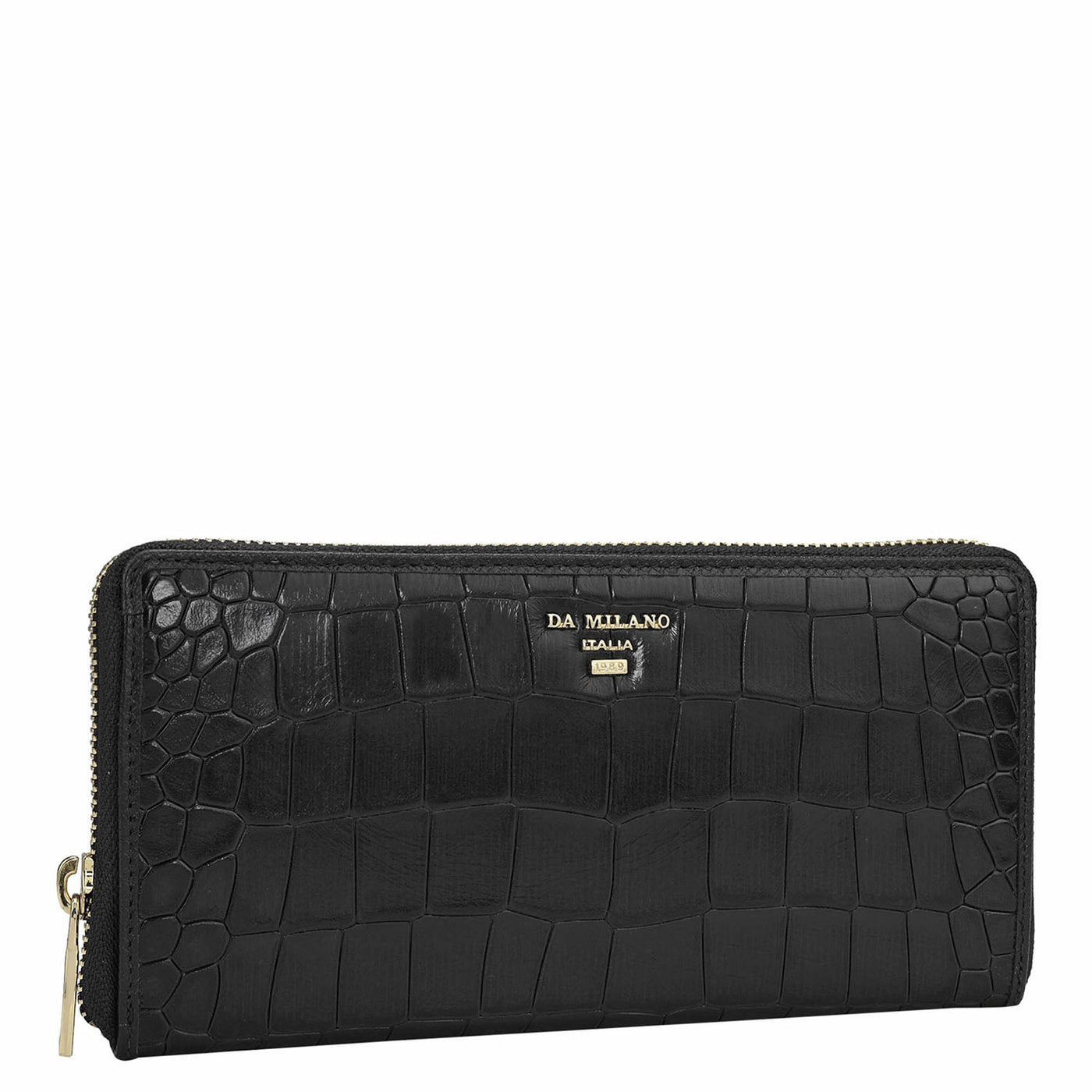 Croco Leather Ladies Wallet - Black