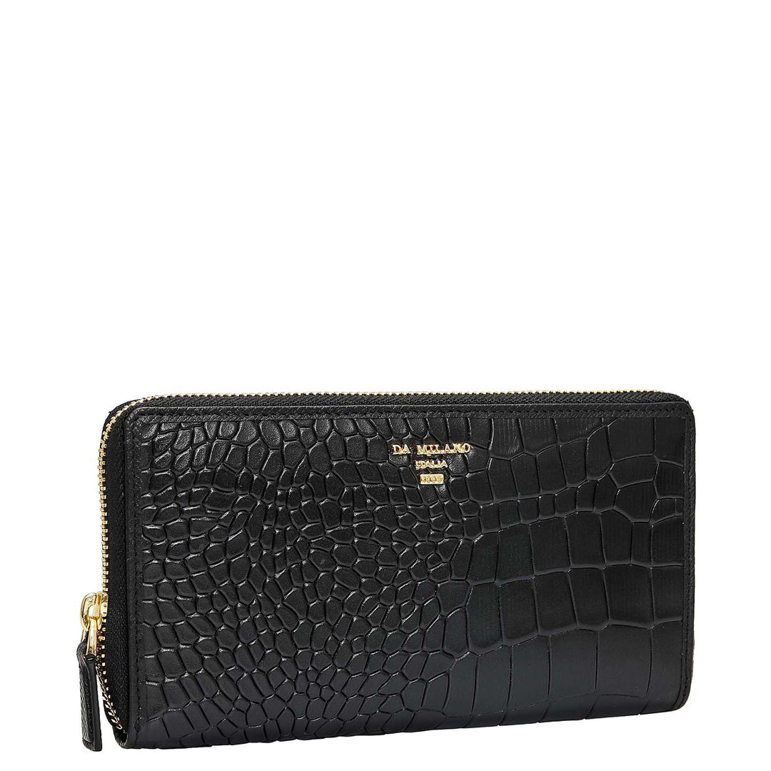 Croco Leather Ladies Wallet - Black