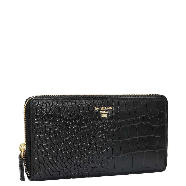 Croco Leather Ladies Wallet - Black