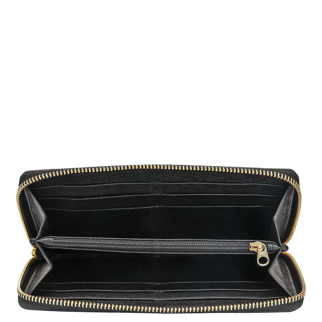 Croco Leather Ladies Wallet - Black