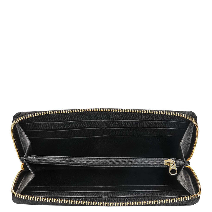 Croco Leather Ladies Wallet - Black