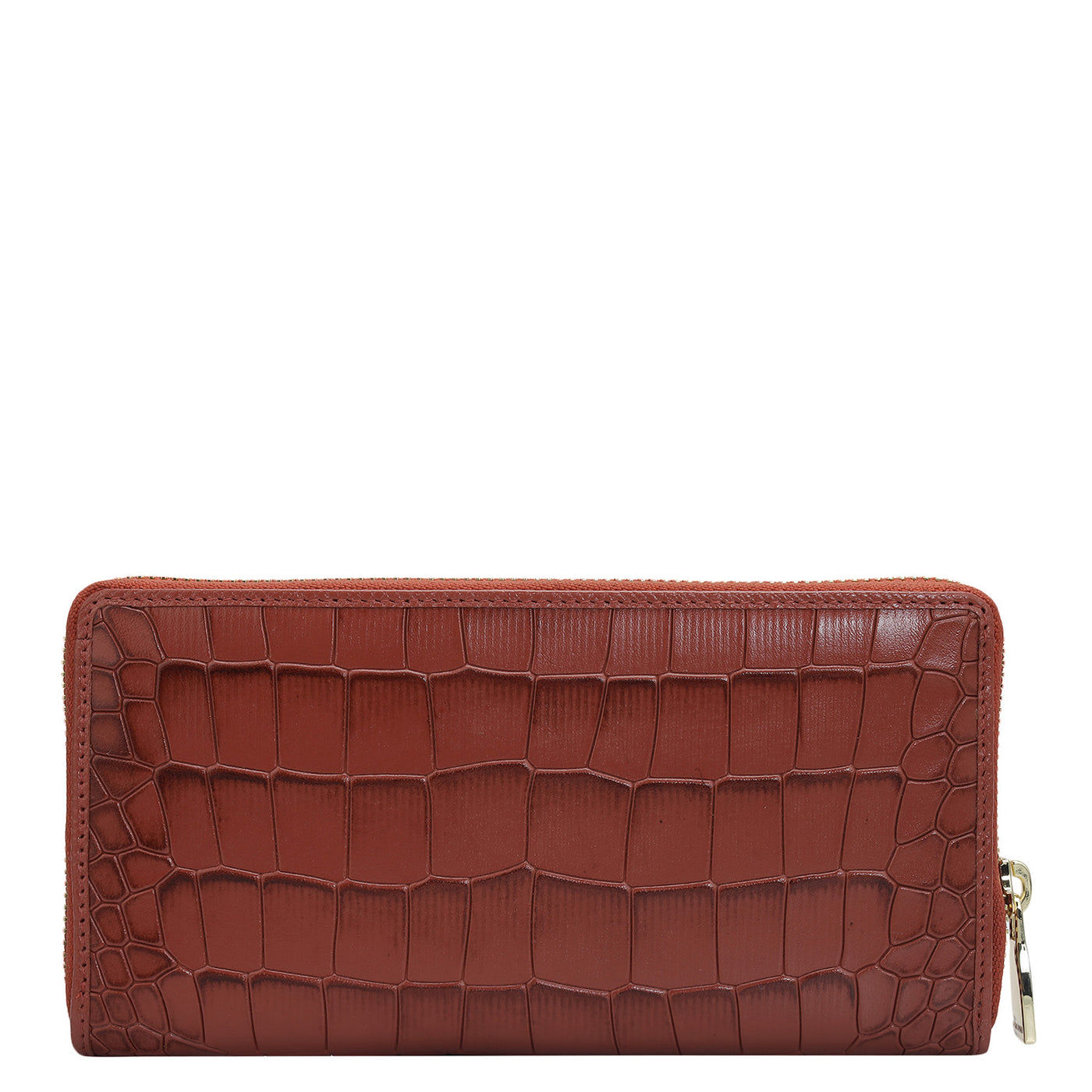 Croco Leather Ladies Wallet - Brick
