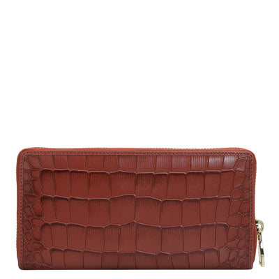 Croco Leather Ladies Wallet - Brick