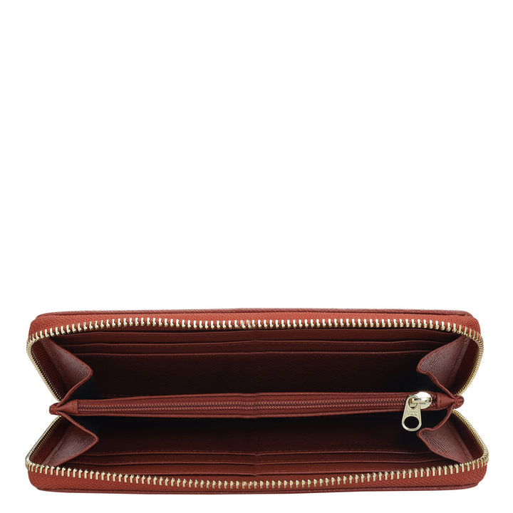 Croco Leather Ladies Wallet - Brick