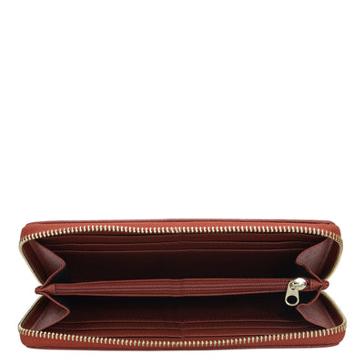 Croco Leather Ladies Wallet - Brick