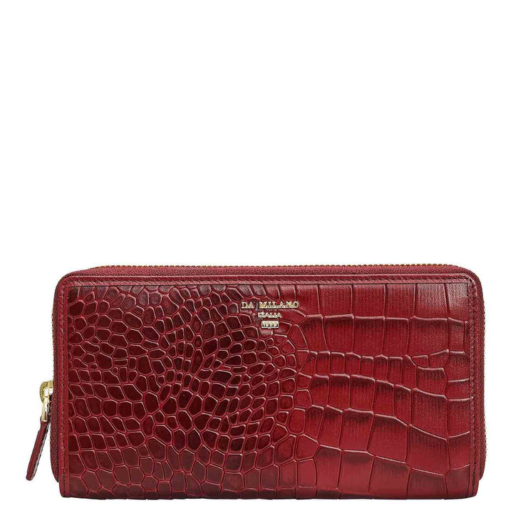 Croco Leather Ladies Wallet - Cherry