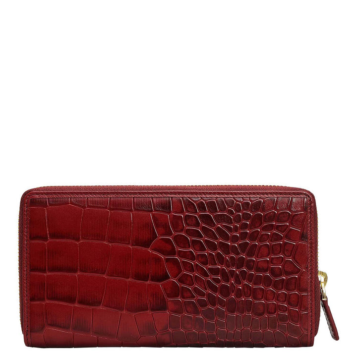 Croco Leather Ladies Wallet - Cherry