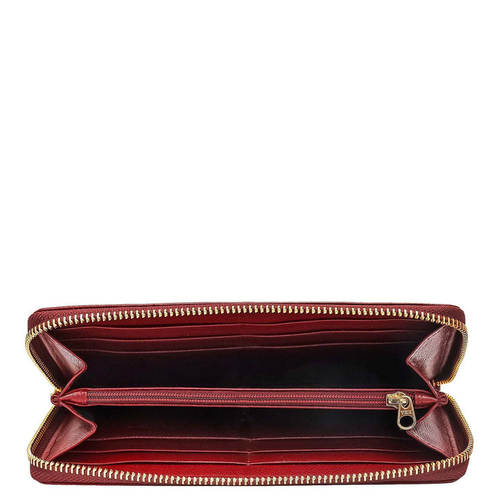 Croco Leather Ladies Wallet - Cherry