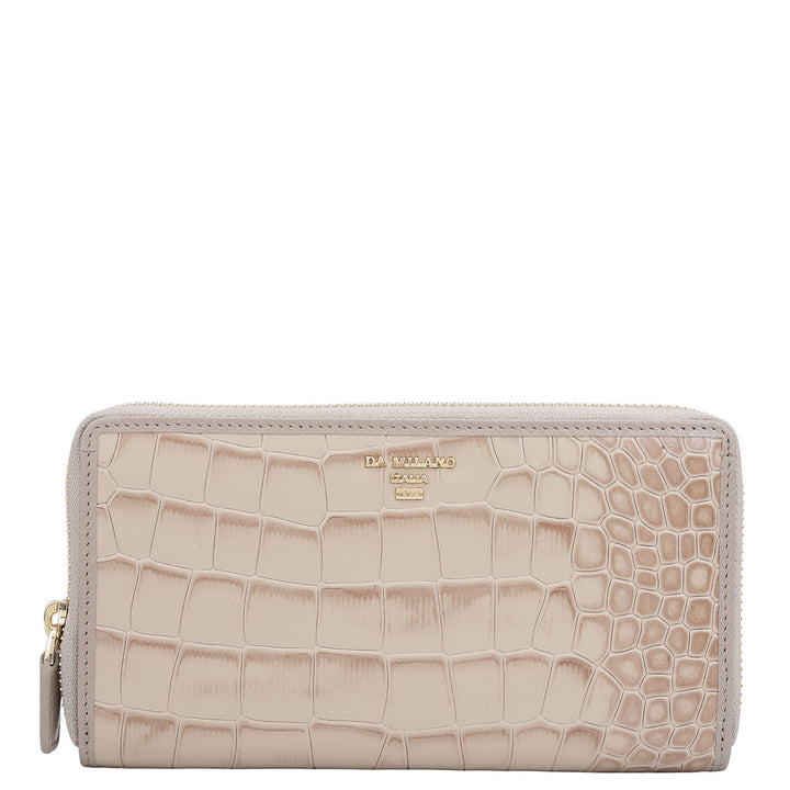 Croco Leather Ladies Wallet - Frost