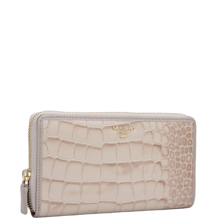 Croco Leather Ladies Wallet - Frost