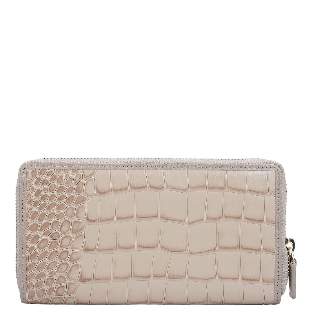Croco Leather Ladies Wallet - Frost