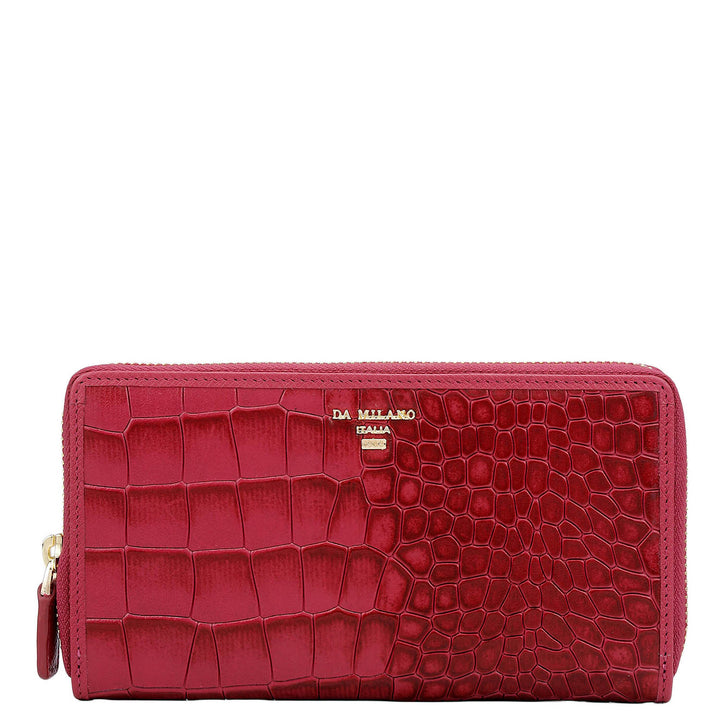 Croco Leather Ladies Wallet - Plumberry