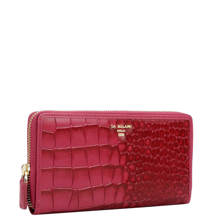 Croco Leather Ladies Wallet - Plumberry