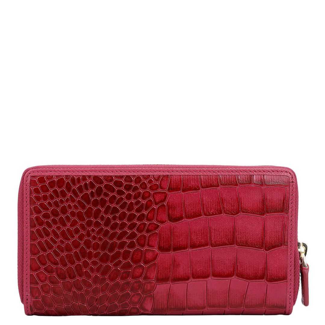Croco Leather Ladies Wallet - Plumberry