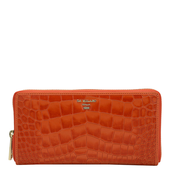 Croco Leather Ladies Wallet - Pumpkin