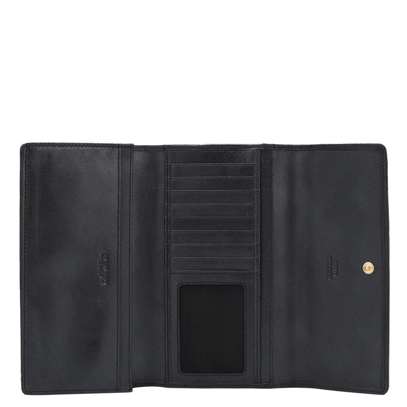 Quilting Plain Leather Ladies Wallet - Black