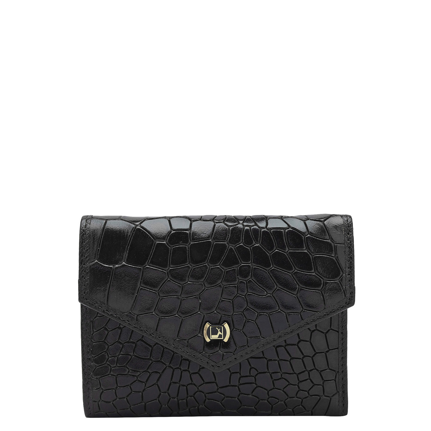 Croco Leather Ladies Wallet - Black