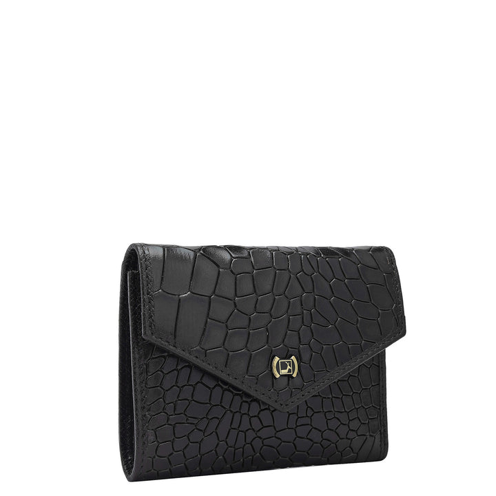 Croco Leather Ladies Wallet - Black