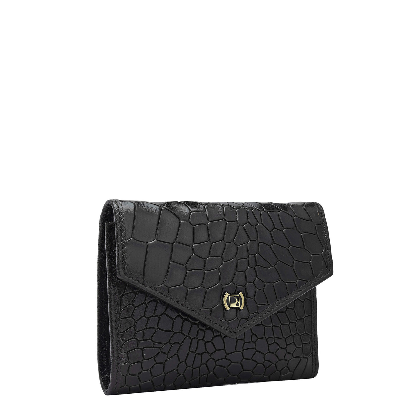 Croco Leather Ladies Wallet - Black