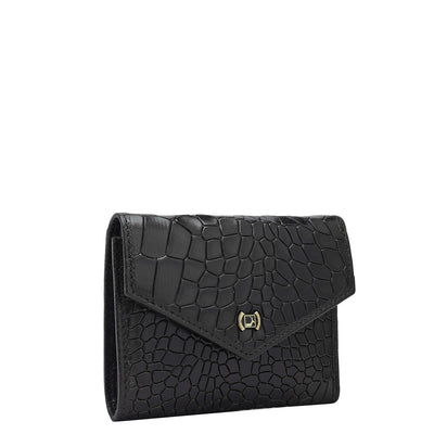 Croco Leather Ladies Wallet - Black