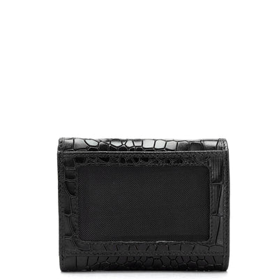 Croco Leather Ladies Wallet - Black