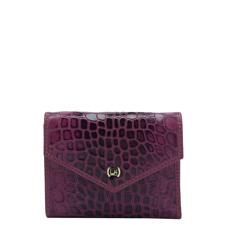 Croco Leather Ladies Wallet - Orchid