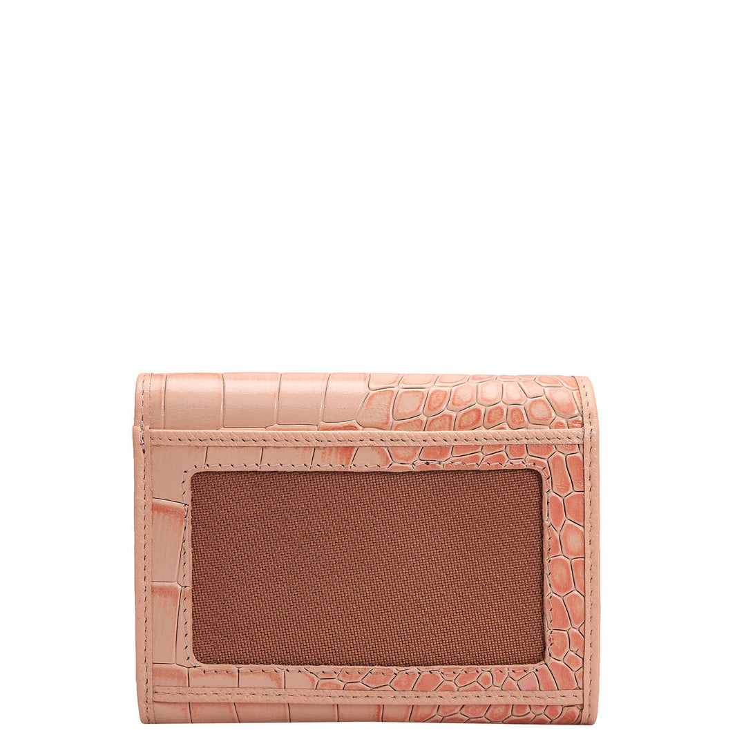 Croco Leather Ladies Wallet - Peach