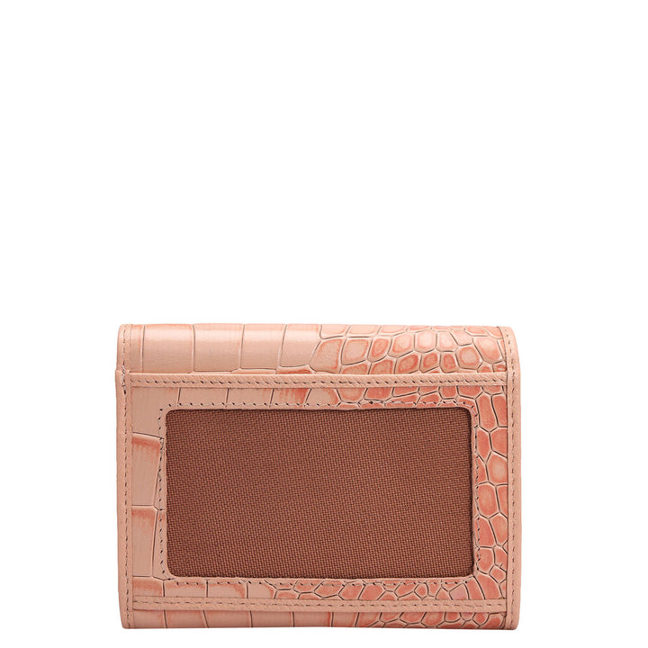 Croco Leather Ladies Wallet - Peach