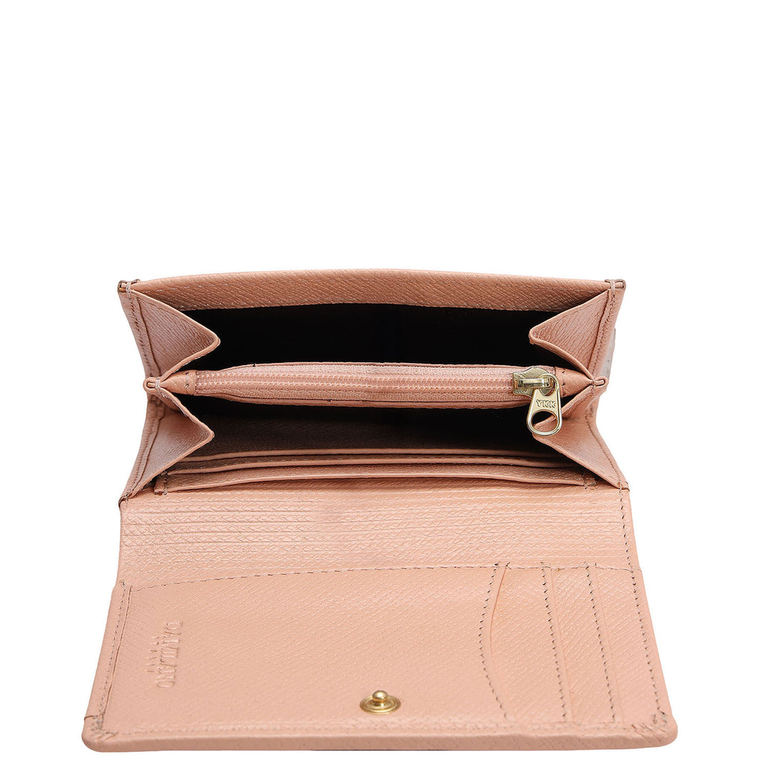 Croco Leather Ladies Wallet - Peach