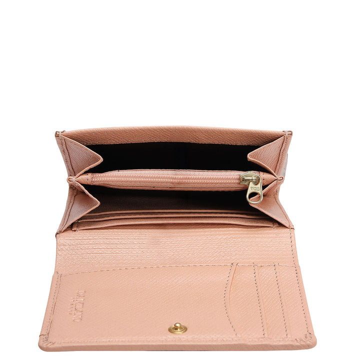 Croco Leather Ladies Wallet - Peach