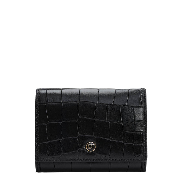 Croco Leather Ladies Wallet - Black