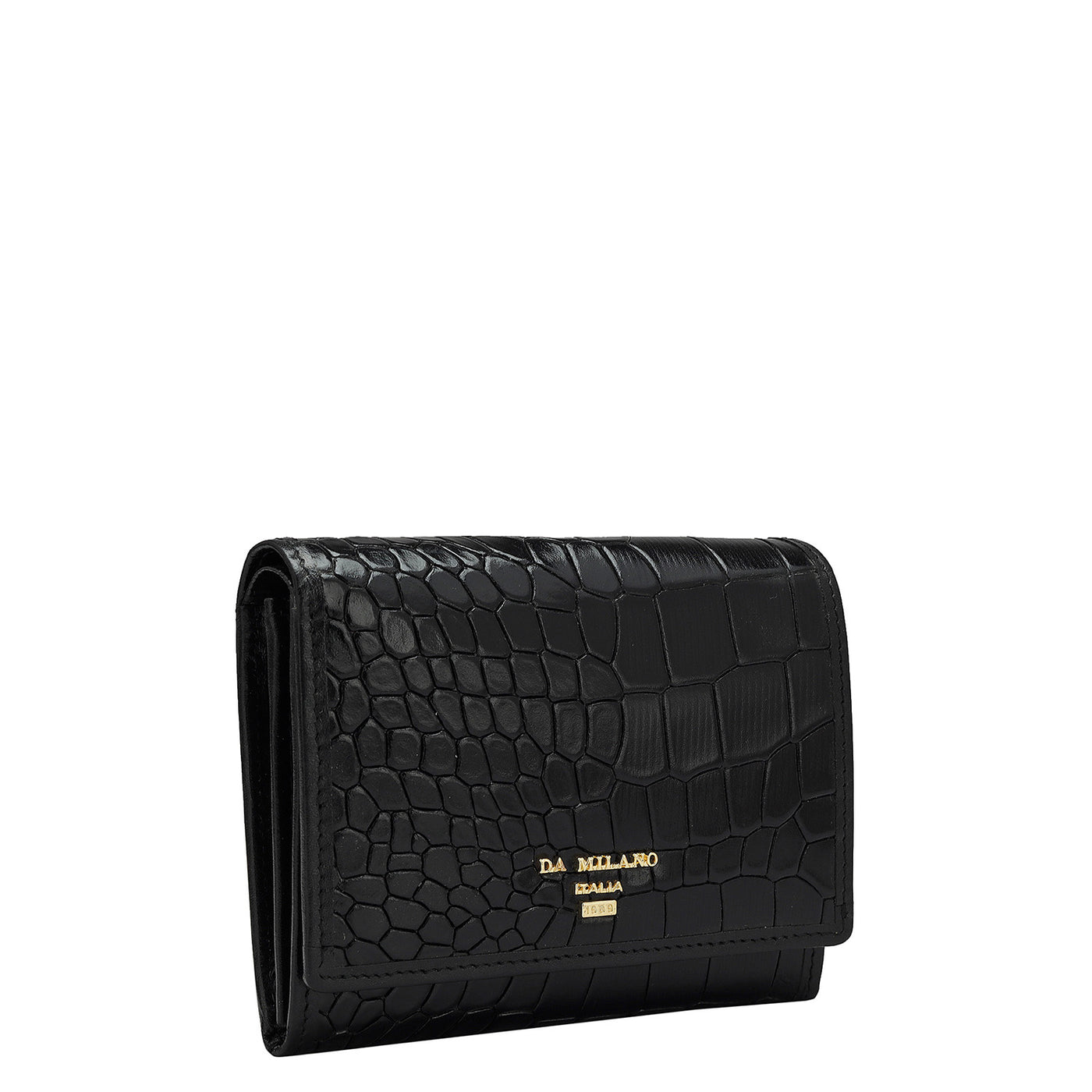 Croco Leather Ladies Wallet - Black