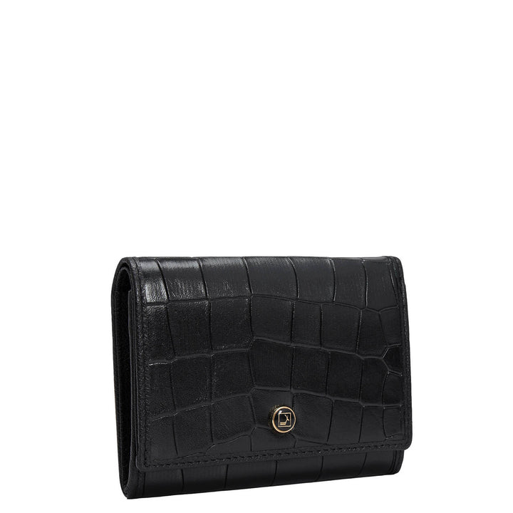 Croco Leather Ladies Wallet - Black