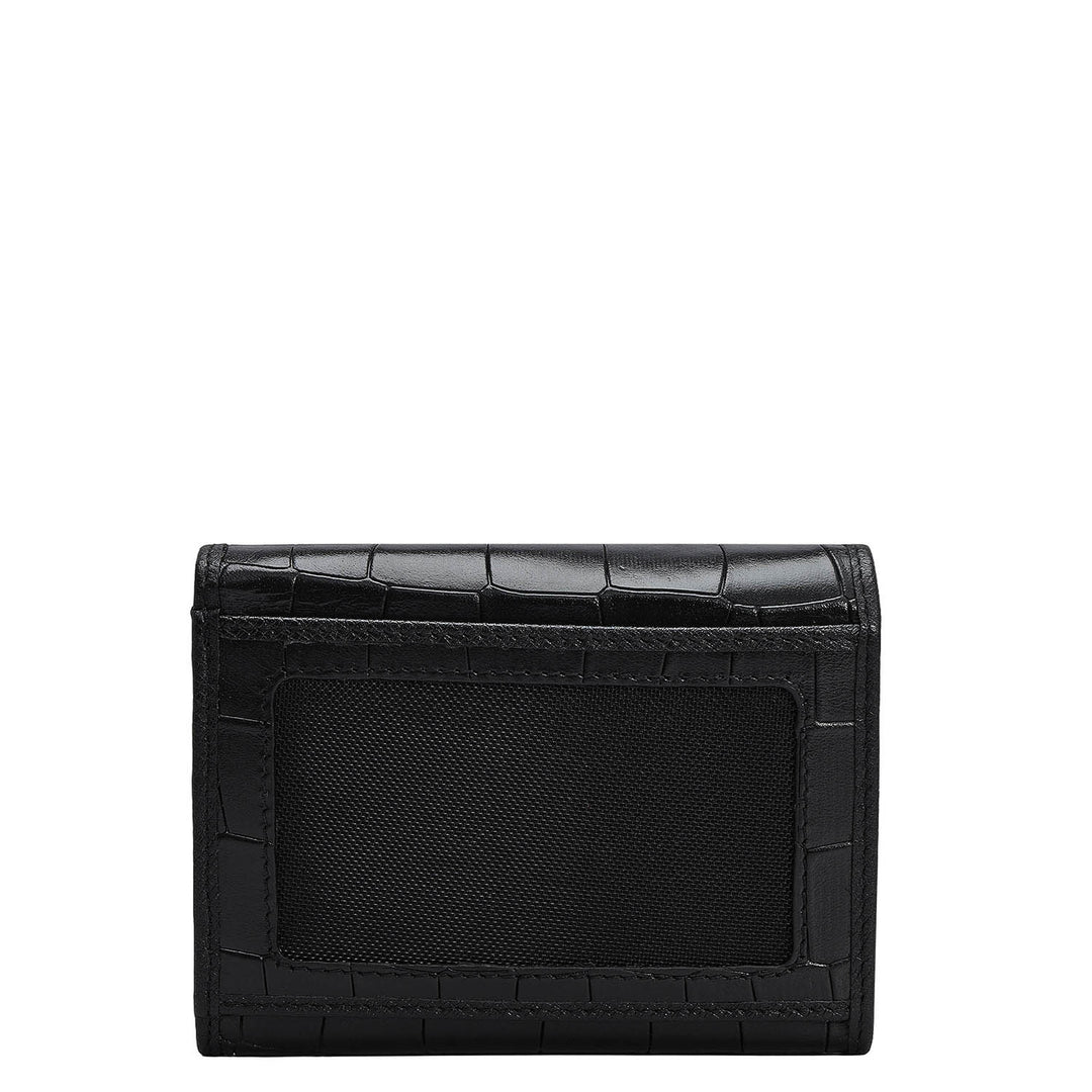 Croco Leather Ladies Wallet - Black